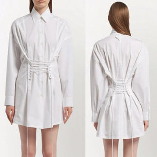 Prada Cotton Poplin Long Sleeve Mini Shirt Dress White Women's Size IT 36 / US 0