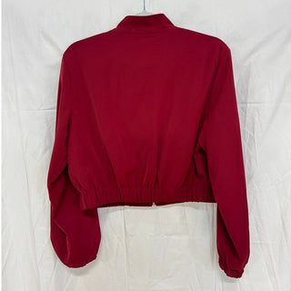 Boohoo Woven Long Sleeve Full Zip Bomber Jacket Cherry Red Women's Size US 4