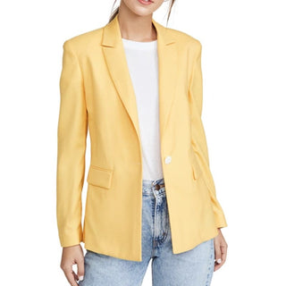 Rag & Bone Bonnie Wool Blend Long Sleeve Single Breasted Blazer Yellow Womens 0