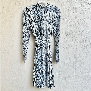 Elie Tahari Long Sleeve Saxon Printed Shirt Mini Dress Blue White Women US 6