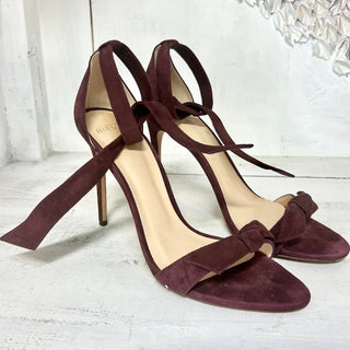 ALEXANDRE BIRMAN Clarita Bow-Embellished Suede Heel Sandals Burgundy 39 - 8.5 W