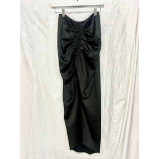 Garota Satin Pull On High Waisted Ruched Midi Skirt Black Women Size XS / S