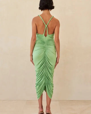 Cult Gaia Jalina Sleeveless V-Nek Bodycon Midi Dress Meadow Green Women's Small