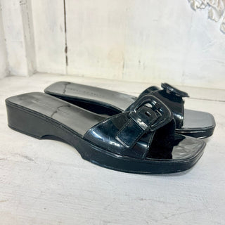 Veronica Beard Davina Jelly Single Strap Slide Sandals Black Women's 8M / 9 US