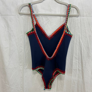 KIINI Tasmin Crochet Scoop Back One Piece Swimsuit Navy & Multi Women's Small