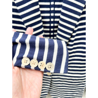 Ralph Lauren Long Sleeve Striped Notch Lapel Blazer Jacket Blue White Women's 10