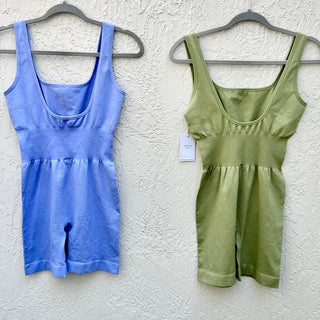 NWT We Wore What Ribbed Knit Bodysuit Sage Green Blue Set Of 2 Women's Small