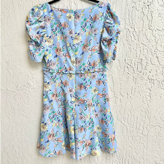 $208 NWOT Likely Puff Sleeve Floral Print Lana Mini Dress Periwinkle Blue Size 6