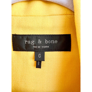 Rag & Bone Bonnie Wool Blend Long Sleeve Single Breasted Blazer Yellow Womens 0