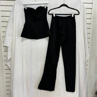 NWT Rivir Strapless Button-Front Tube Top & Wide Leg Trouser Pants Set Black S