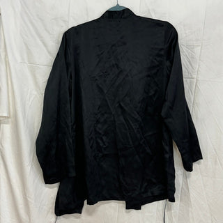 MYK Pure Silk Long Sleeve Open Front Kimono Robe Top Black Women's Size Small