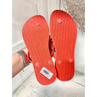 NWT Havaianas Slim Print Postcard Slip On Flip Flops Salvador Orange Women 37/38