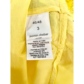 Jazmin Chebar Tunica Mexico Balloon Sleeve A-Line Midi Dress Yellow Sz 3 / Large