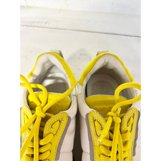 NWOT Jimmy Choo 50mm Raine Leather & Neoprene Sneakers White/Yellow Women 35 / 5