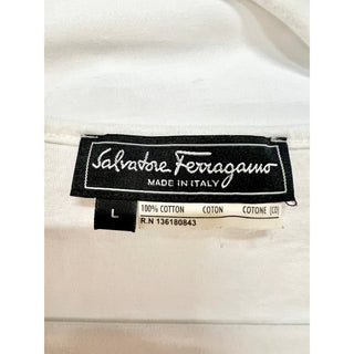 Salvatore Ferragamo Embellished Logo Short Sleeve Tee Top White Womens Size L