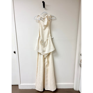 NWT Shoma 100% Linen Alma Halter Top & Amar Linen Pants Set Cream Women's Size S