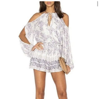 The Jetset Diaries Paisley Slit Sleeve Infinity Romper White/purple Womens Sz XS