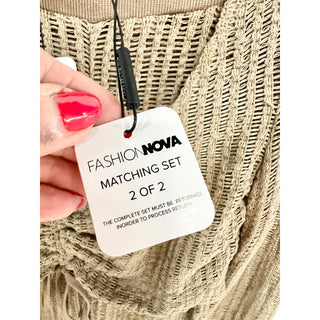 NWT Fashion Nova Summer In Bali 2 Piece Coverup Matching Set Mocha Womens Size S