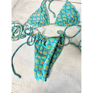 Natasia Swim Jayme Triangle Bikini Top & Bikini Bottom Set Green Womens Size XS