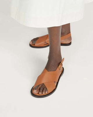NWOT Everlane Leather Slip On City Crossover Slingback Sandal Brown Women's US 7
