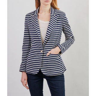 Ralph Lauren Long Sleeve Striped Notch Lapel Blazer Jacket Blue White Women's 10