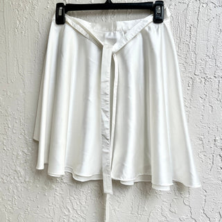 Rumours High Waisted Ruffle Hem Wrap Tie Waist Mini Skirt White Women's Size S