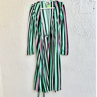 Diane Von Furstenberg Striped Tilly Midi Wrap Dress Multicolor Women's Medium