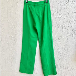 MANGO High Waisted Tailored Straight Leg Trouser Pants Green Women's Size US 4