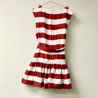 Zimmermann Wonderland Silk Striped Bow-detail Mini Dress Red/pin Women's 1 / S