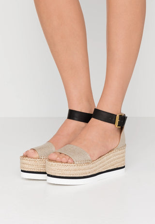 See by Chloé Glyn Suede Espadrille Ankle Strap Wedge Sandals Brown Women's EU 39