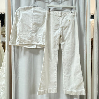 Piazza Sempione Long Sleeve Crop Jacket & Flare Pants Set White Women's 44 / M