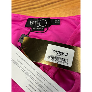 NWT PatBO Bandeau Bikini Top & Mid-Rise Bikini Bottom Set Hot Pink Womens Size S