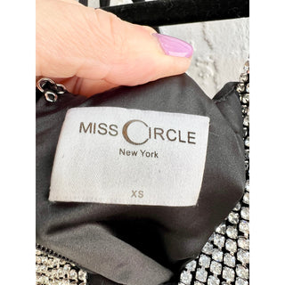 Miss Circle Sleeveless Quenna Rhinestone Embellished Mini Black Women's Size XS