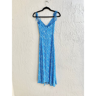 Skylar+Madison Self Tie Shoulder Straps Floral Cut Out Midi Dress Blue Women's S