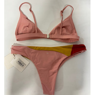 NWT Lisell Hiller Caro Reversible Triangle Bikini Top & Bottom Set Peach Large