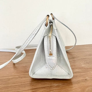 Mansur Gavriel Mini Iridescent Leather Pencil Crossbody Bag Silver