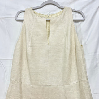 Akris Punto Sleeveless Split Neck Pleated Mini A-Line Dress Cream Women's 8-10