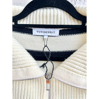 NWOT WeWoreWhat Striped Half Zip Sweater Knit Vest Cream/Black Women's Size S/P