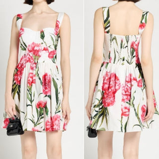 Dolce & Gabbana Floral-Printed Sleeveless Mini Dress White/Red Women's 40 / 4