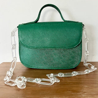 NWOT Jessi Caballero Transparent Chain Strap Flap Shoulder Bag Green Women's