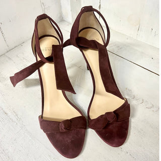 ALEXANDRE BIRMAN Clarita Bow-Embellished Suede Heel Sandals Burgundy 39 - 8.5 W