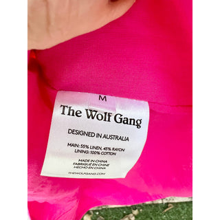 The Wolf Gang Linen Blend Open Back Valerie Mini Dress Pink Women's Size Medium