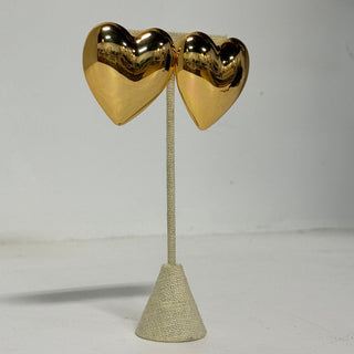 HM Gold Plated Heart Shaped Women's Statement Clip-On Earrings