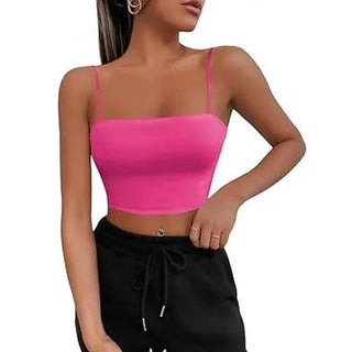 NWT Zara Spaghetti Strap Ribbed Knit Tube Crop Cami Top Hot Pink Women's Size M