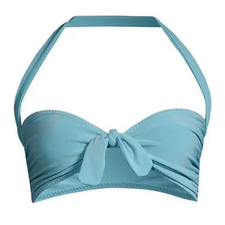 Norma Kamali Tie Front Halterneck Bikini Top Powder Blue Women's Size XS