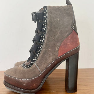 NWOT Rag&Bone Runway Astrid Leather Platform Heel Boots Brown Women 37 / 6.5