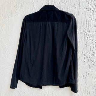 NWT Standard James Perse Long Sleeve Collared Shirt Jacket Black Women's Sz 2/ M