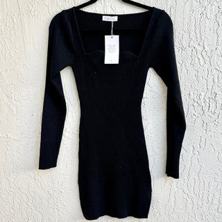 NWT Rumours Has It You Look Divine Ribbed Knit Mini Dress Black Women's Small