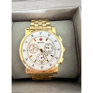 Michele 18K Gold Sport Sail Chronograph Golf Bracelet Wristwatch Watch