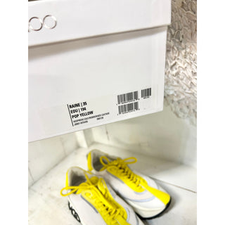 NWOT Jimmy Choo 50mm Raine Leather & Neoprene Sneakers White/Yellow Women 35 / 5